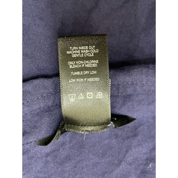 Ali Miles Women's PL Blue Button-Up Rayon Tunic Shirt Crinkled Abstract Artsy - Picture 4 of 10